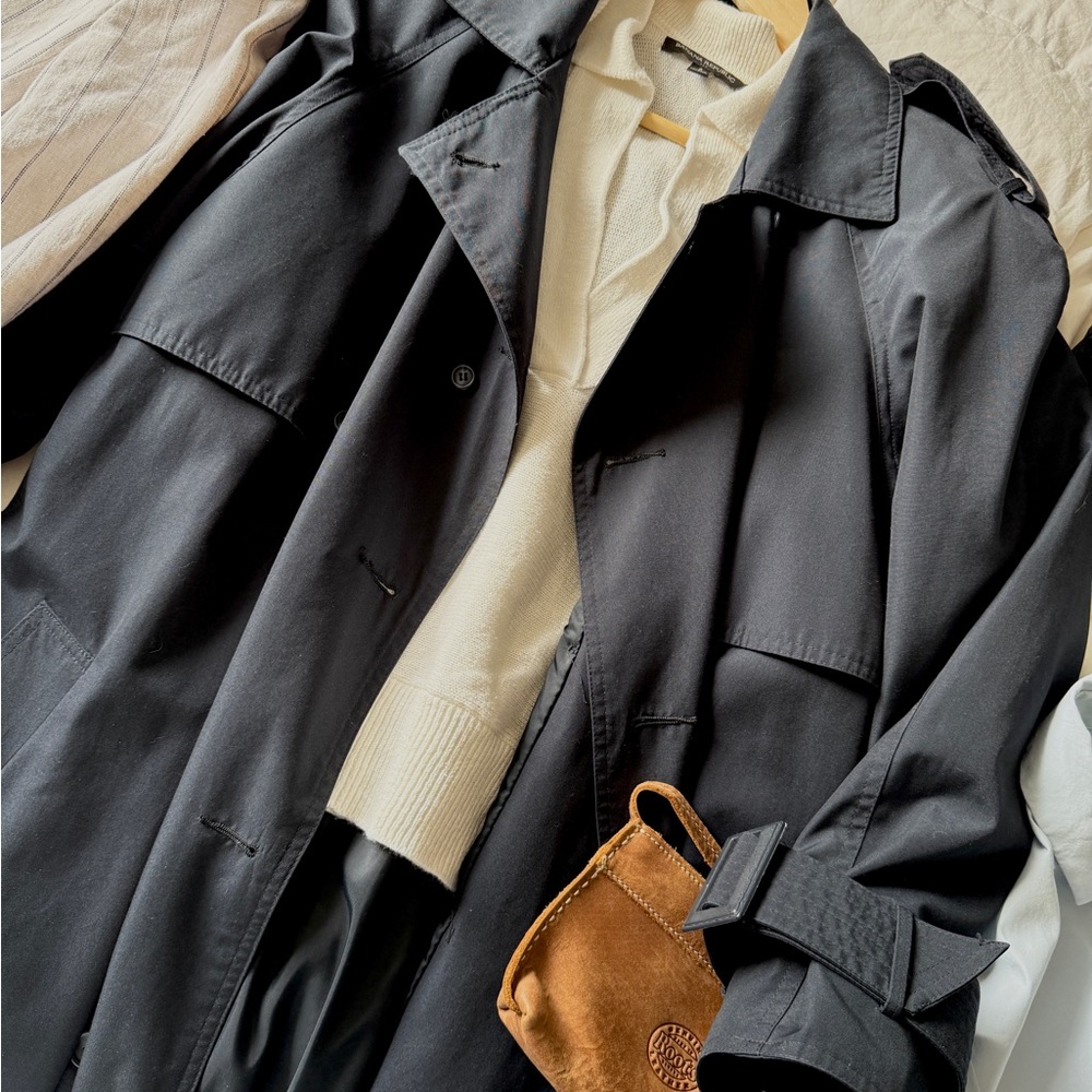 Vintage Markette Navy Blue Trench Coat, Size 6